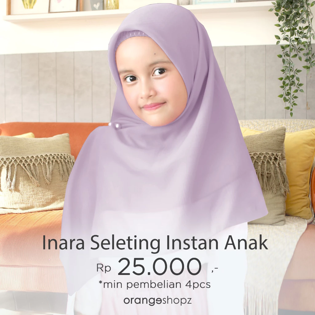 Hijab Instan Sleting Anak / Jilbab Segiempat Instan Zipper Inara Anak by Orangeshopz