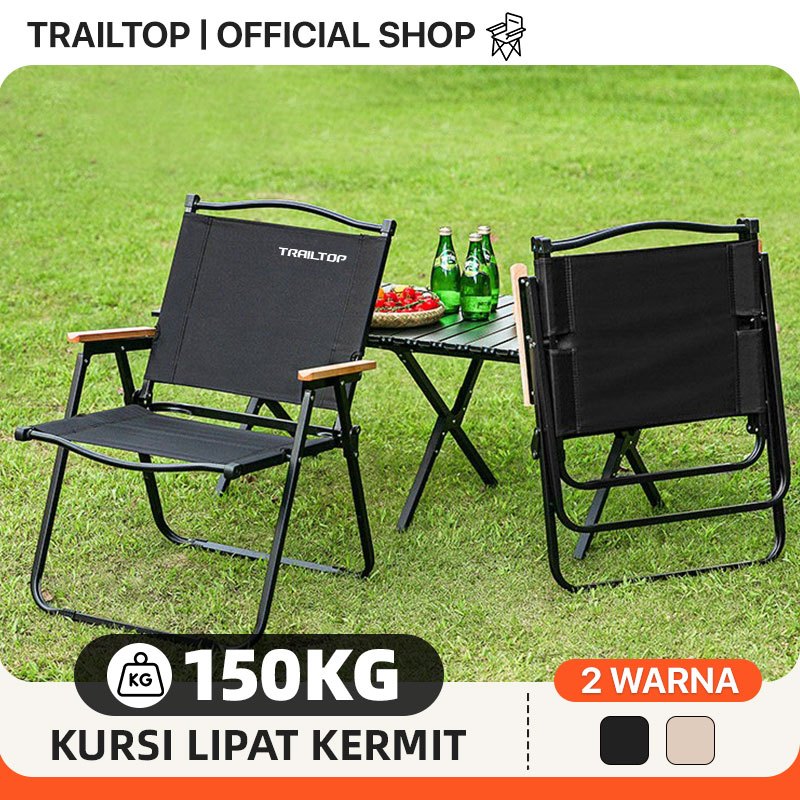 TrailTop Kursi Lipat Dengan Gagang Kayu Kursi Camping Kermit Kursi Pantai Lipat Beban
