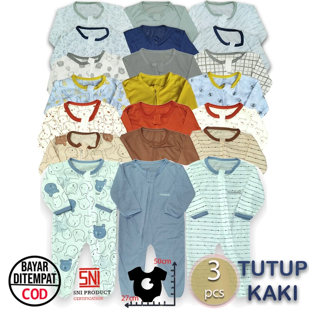 ummababyshop 3 pcs Sleepsuit Bayi Baru Lahir Tutup Kaki Romper Bayi Jumper Bayi Panjang Baju Bayi Perempuan Laki Laki Set Newborn Perlengkapan BayiJumpsuit Sleepsuit Baju Tidur Bayi 0 6 Bulan umma baby ummababy Origami