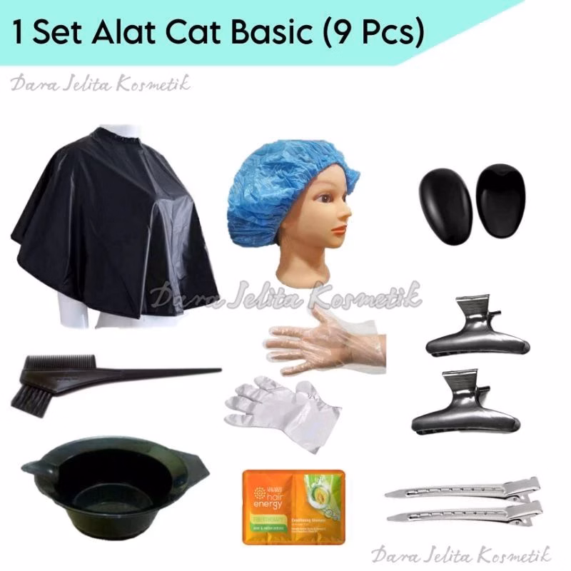 Paket Alat Semir Rambut | Mangkok Cat Sisir Cape Tutup Telinga