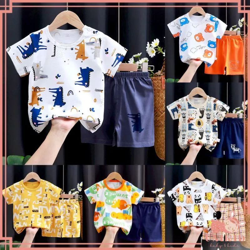 UNIKID SETELAN BAJU LAKI-LAKI BAYI IMPORT 0-6TAHUN /SETELAN BAJU LENGAN PENDEK BAYI