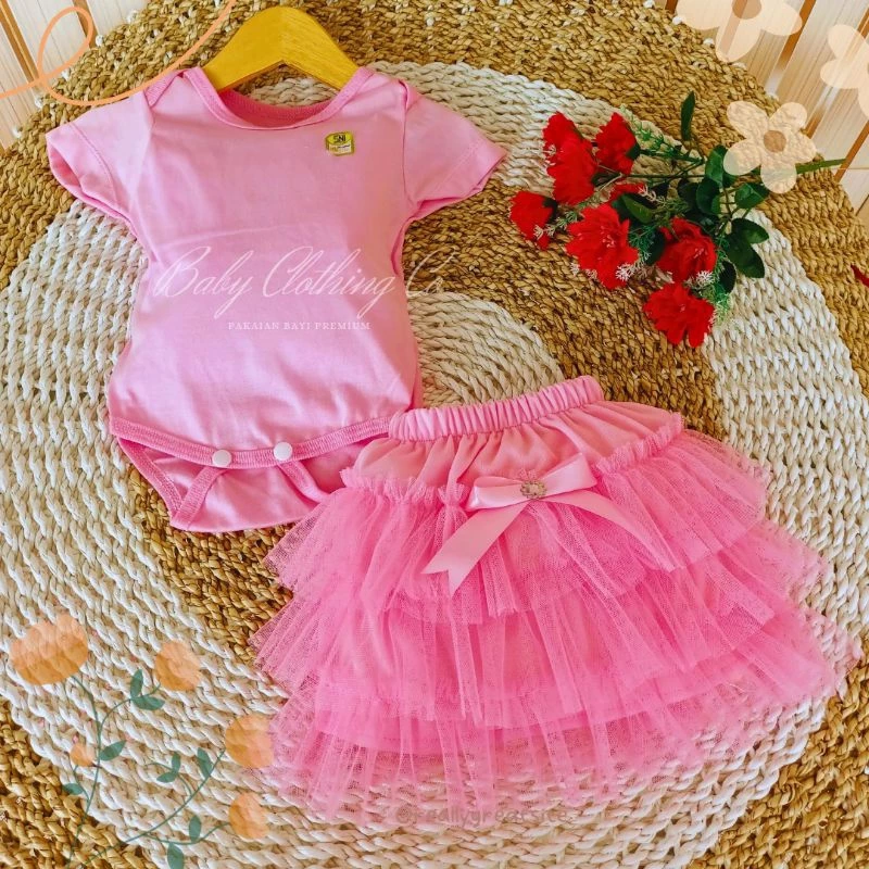 PROMO Setelan Anak Bayi Rok Tutu Jumper Bunga Usia 0-10 Bulan