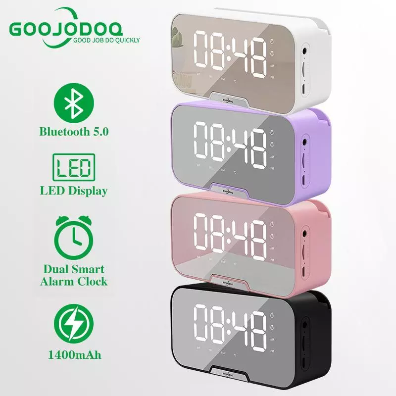 GOOJODOQ Speaker Jam Bluetooth Portable dan FM Radio Wireless Bass Mini Stereo Original