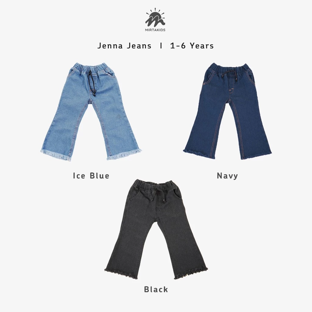 Mirtakids Jenna Jeans Denim (1 -6 Tahun) | Celana Jeans Kulot Cutbray Rumbai Anak | Jeans Non Stretc