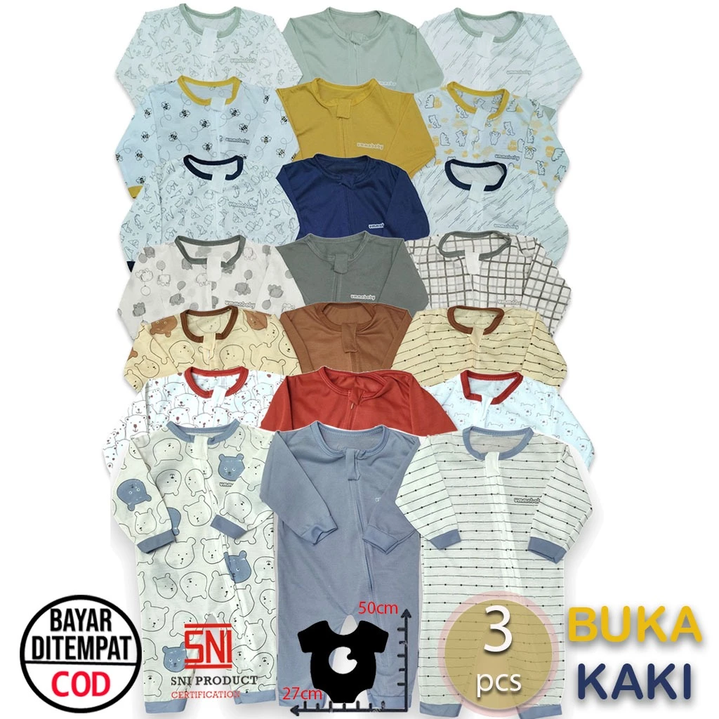 ummababyshop 3 pcs Sleepsuit Bayi Baru Lahir Buka Kaki Romper Bayi Jumper Bayi Panjang Baju Bayi Perempuan Laki Laki Set Newborn Perlengkapan BayiJumpsuit Sleepsuit Baju Tidur Bayi 0 6 Bulan umma baby ummababy Origami