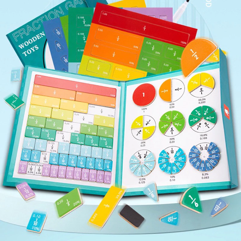 Ready Instan - Buku Magnet Matematika Belajar Pecahan Magnetic Wooden Fraction Math Mathematics Trav