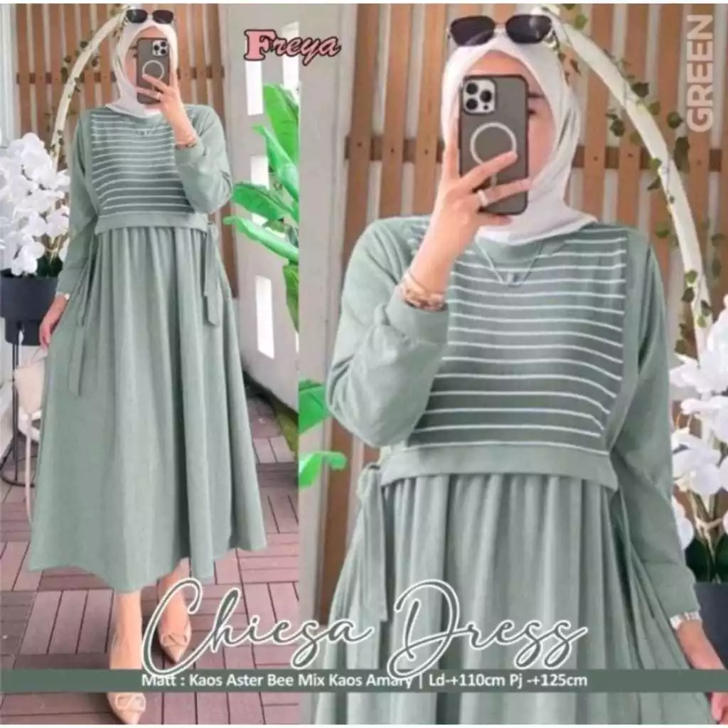 Cheisa Dress Crinkel Mix Knit Gamis Terbaru 2024