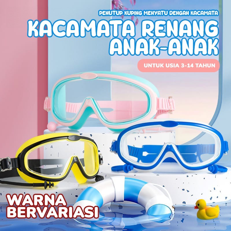 BBAK Kacamata Renang Anak Swimming Googles Remaja Anti FOG Anti UV Big Frame untuk Usia