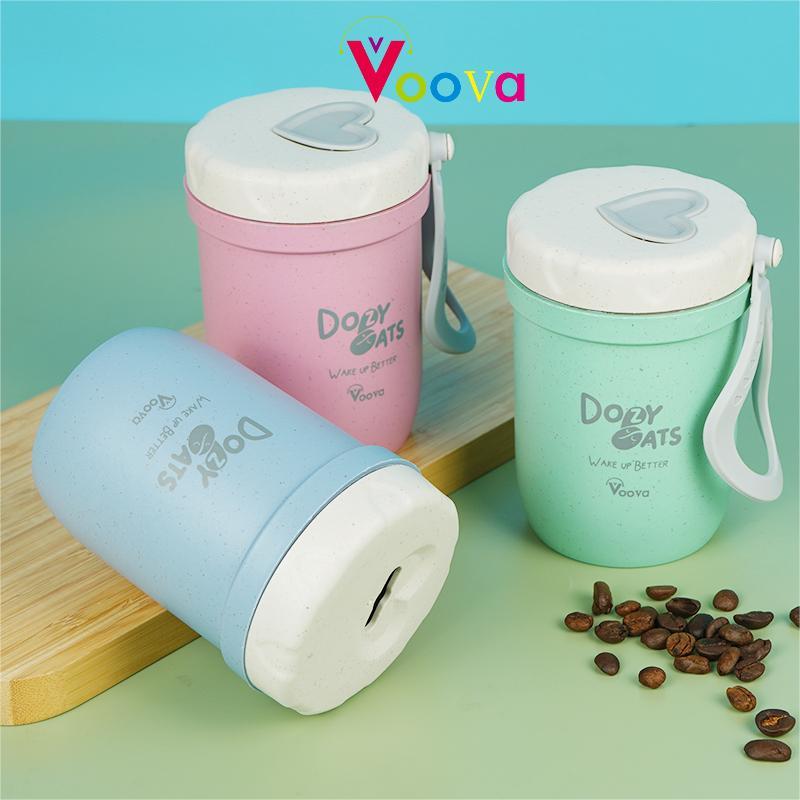 VOOVA Cangkir Sarapan Multifungsi/ Mangkuk Sup Jerami Gandum Piknik Portable 310ml