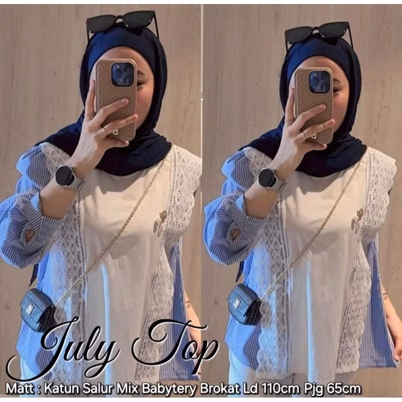 July Top - Blouse wanita - Atasan wanita Fashion - Busana Muslim - Baju Wanita - Blouse Kekinian - B
