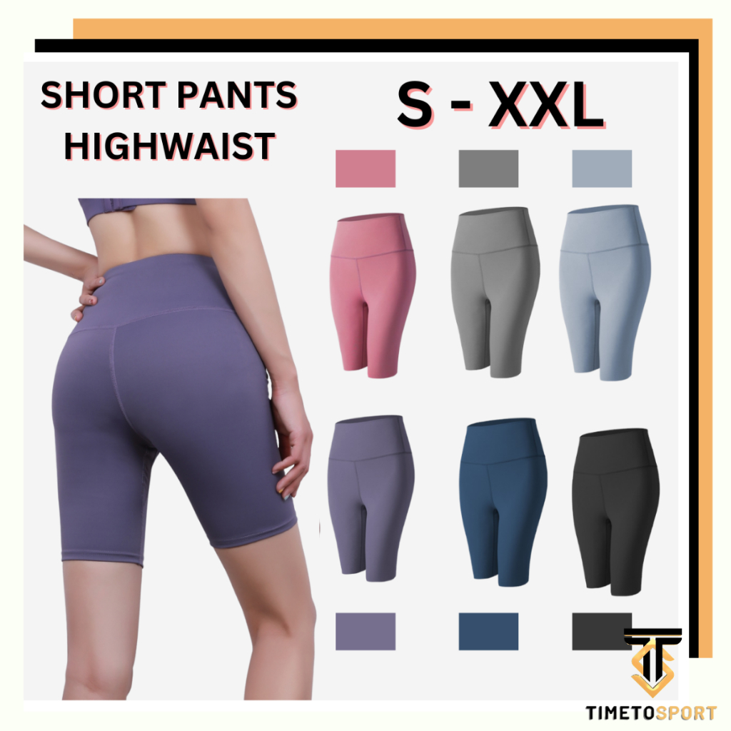 TIMETOSPORT Celana Pendek Olahraga Hight Waist Fitness Pants Premium 1004