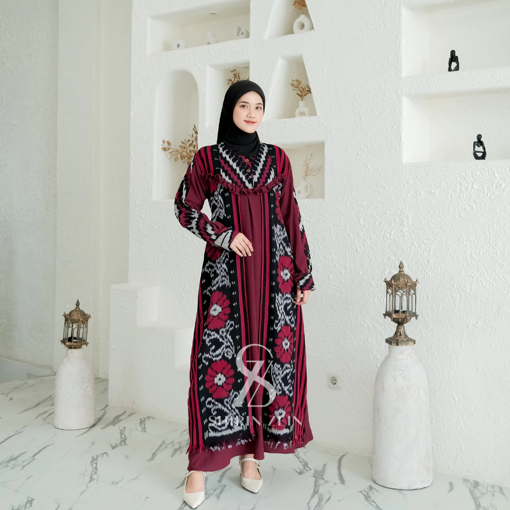 Shirin Zein - Gamis Tenun Etnik Pesta Mewah Jumbo LD 95 - LD 120 Model Terbaru 2025 Dress Rahayu