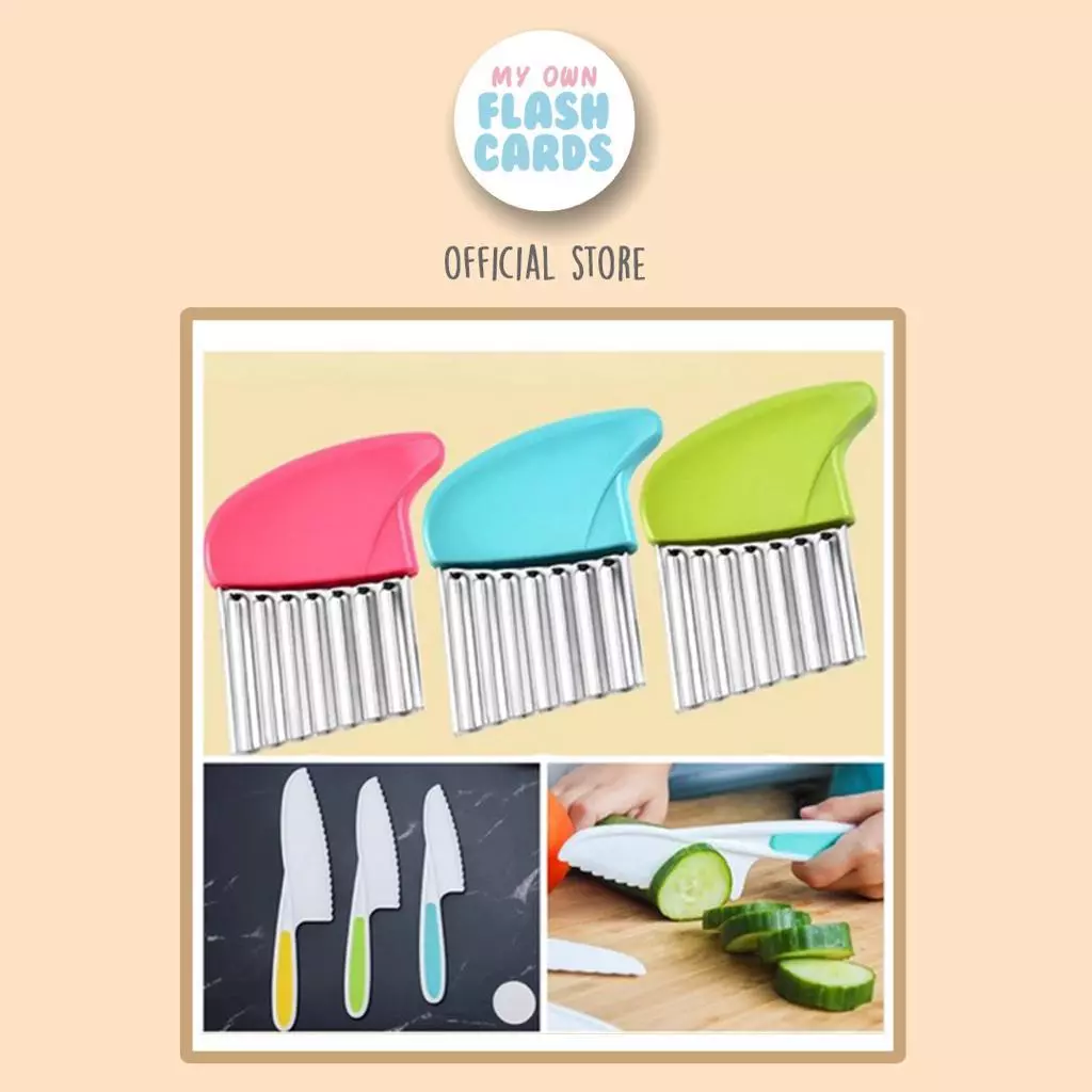 Pisau Anak - Practical Life Skills Training - Children kids Kitchen Cutter Knife Plastic wavy Plasti
