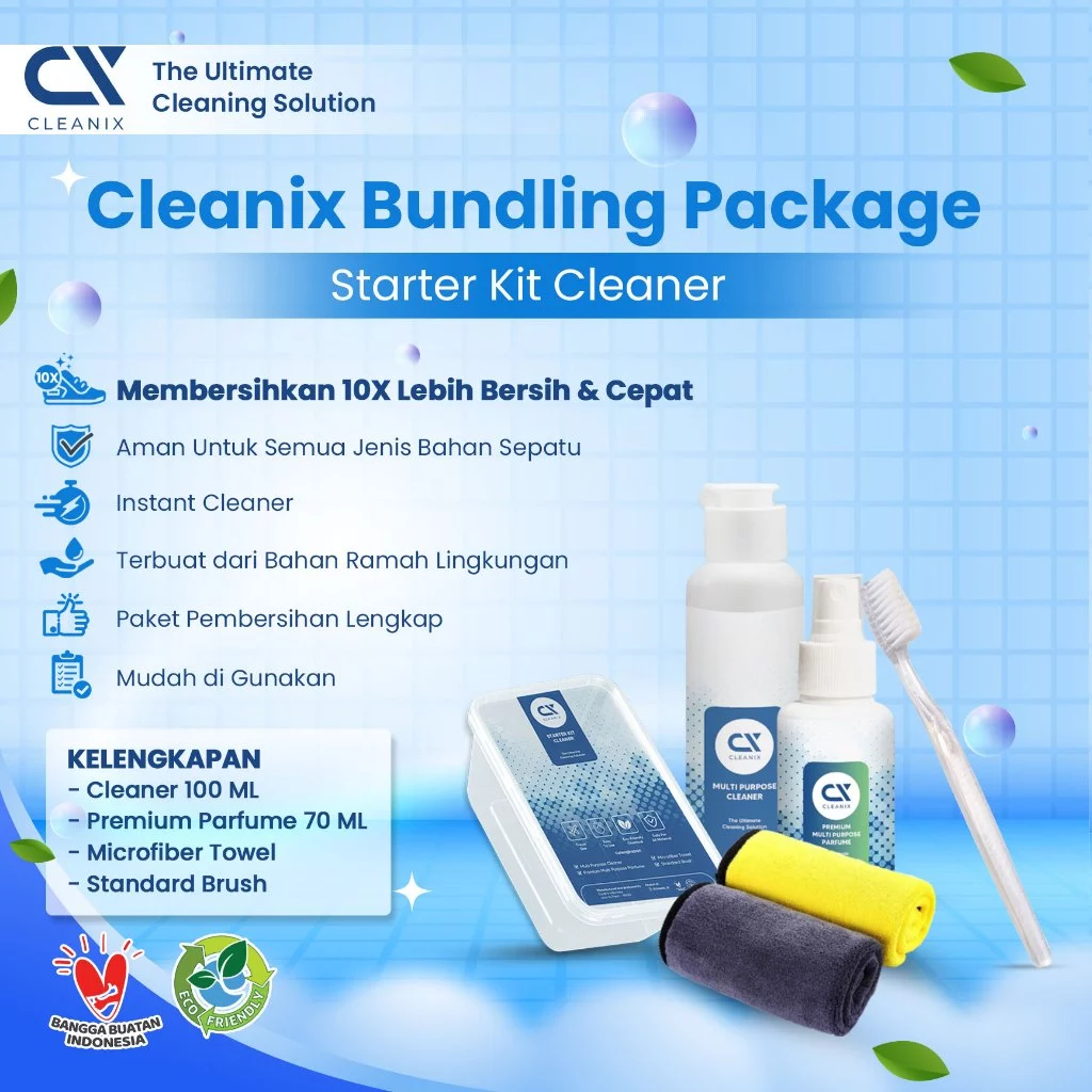 Cleanix Starter Kit Cleaner - Paket Lengkap Sabun Cuci Sepatu Shoe Cleaner - Premiumb