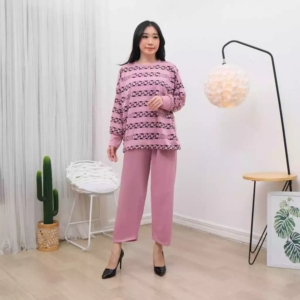 LD 120 One Set Jesie Setelan Wanita Atasan Lengan Panjang Dan Celana Panjang