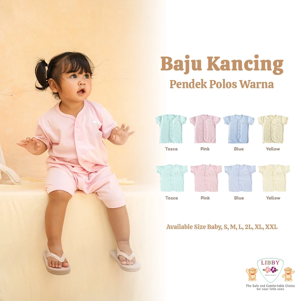 LIBBY 1 PCS Baju Pendek Newborn & Anak Polos Warna dan Putih (1 PCS)