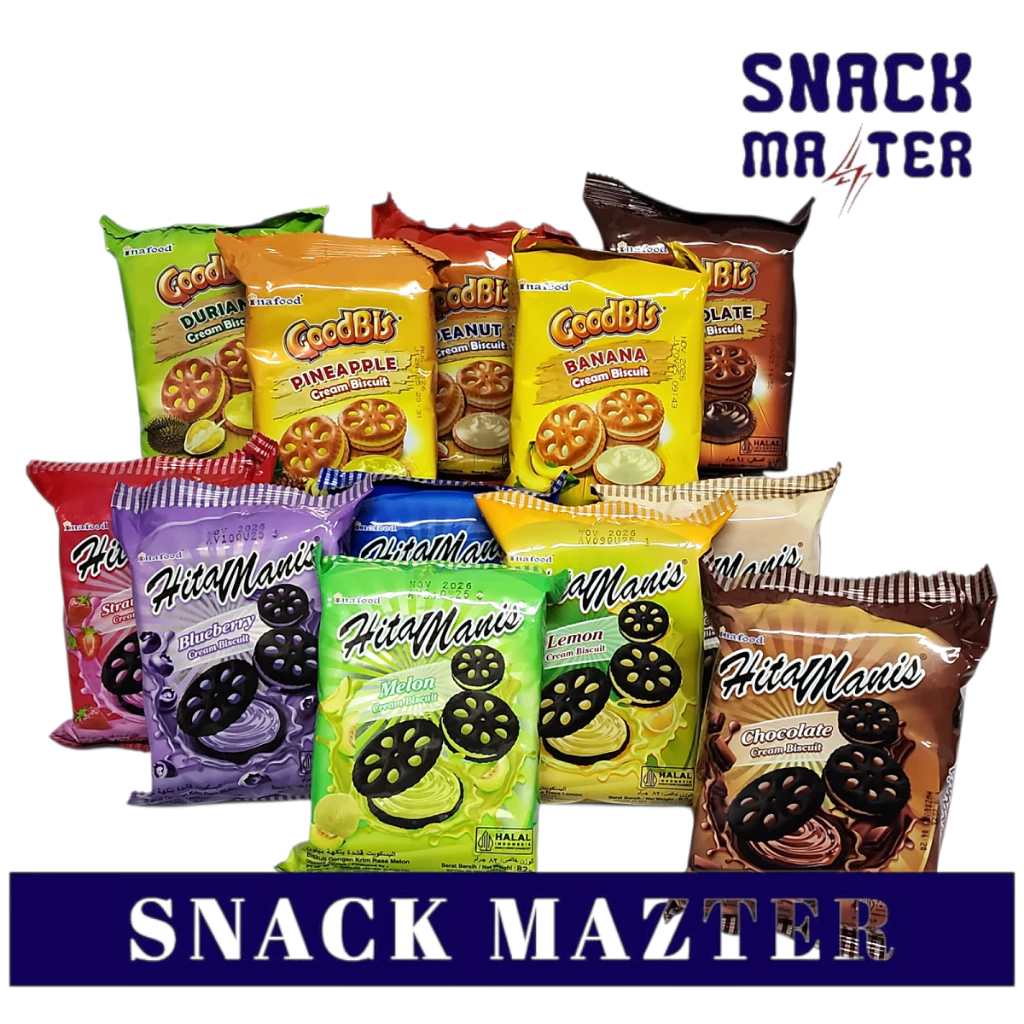 Inafood Hitam Manis / Goodbis Cream Biskuit - Netto 82 gr