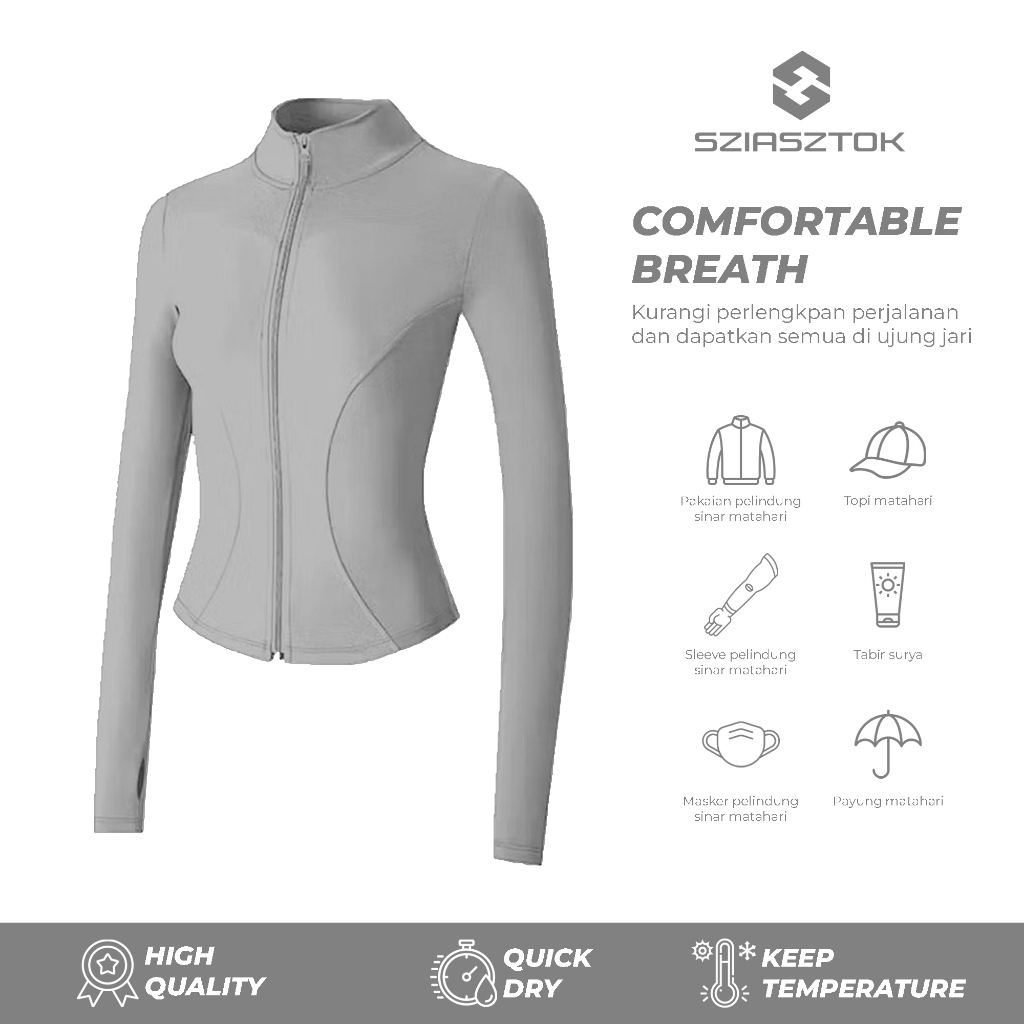Sziasztok -Jaket Olahraga Wanita Lengan Panjang Hijab Sport Untuk Yoga/Fitness Sport