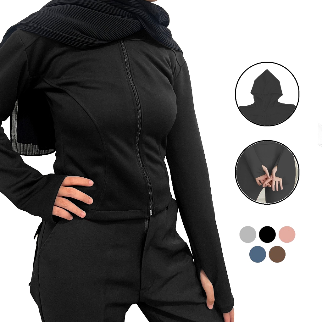 SZIASZTOK - Baju Olahraga Wanita Lari Gym Lengan Panjang Jaket Anti UV SPF 50+