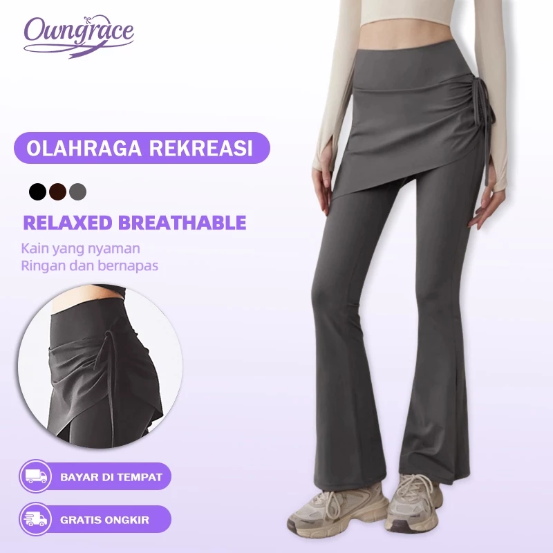 Owngrace Celana Rok Yoga 2-in-1 Celana Olahraga Lari Fitness Anti Eksposure Stylish