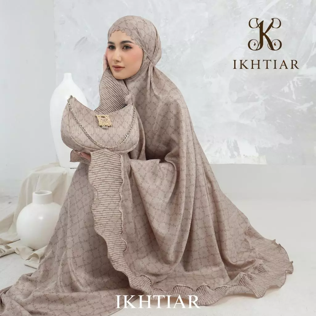 Mukena Dewasa Mewah Santorini Silky 2in1 Plisket Shania Series