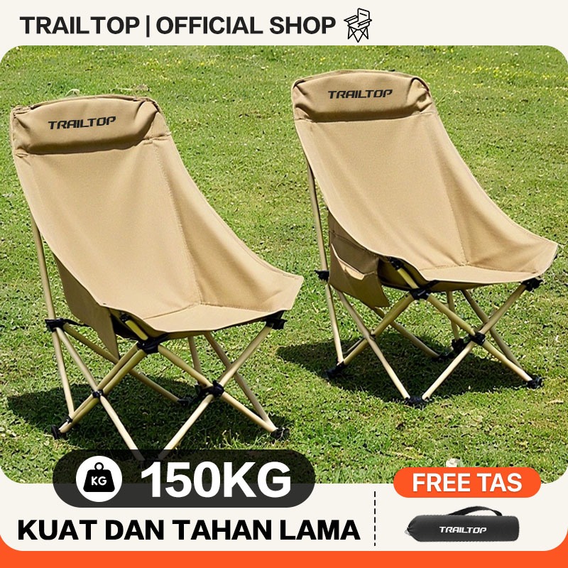 TrailTop Kursi Lipat Outdoor Sandaran Tinggi Dengan Kepala Busa Tebal Kuat/Lebar/Tebal