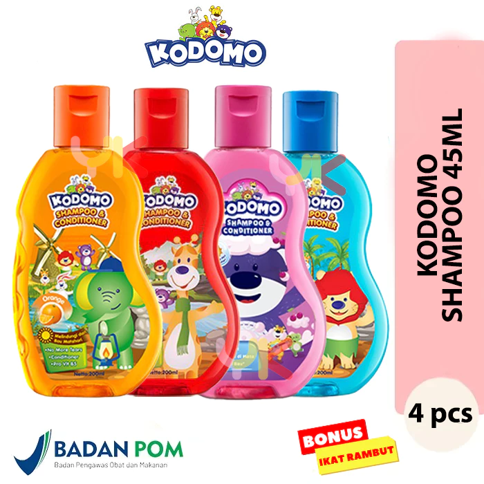 KODOMO Shampoo & Conditioner Gel 45ml 4PCS | Shampo Anak Balita | BPOM