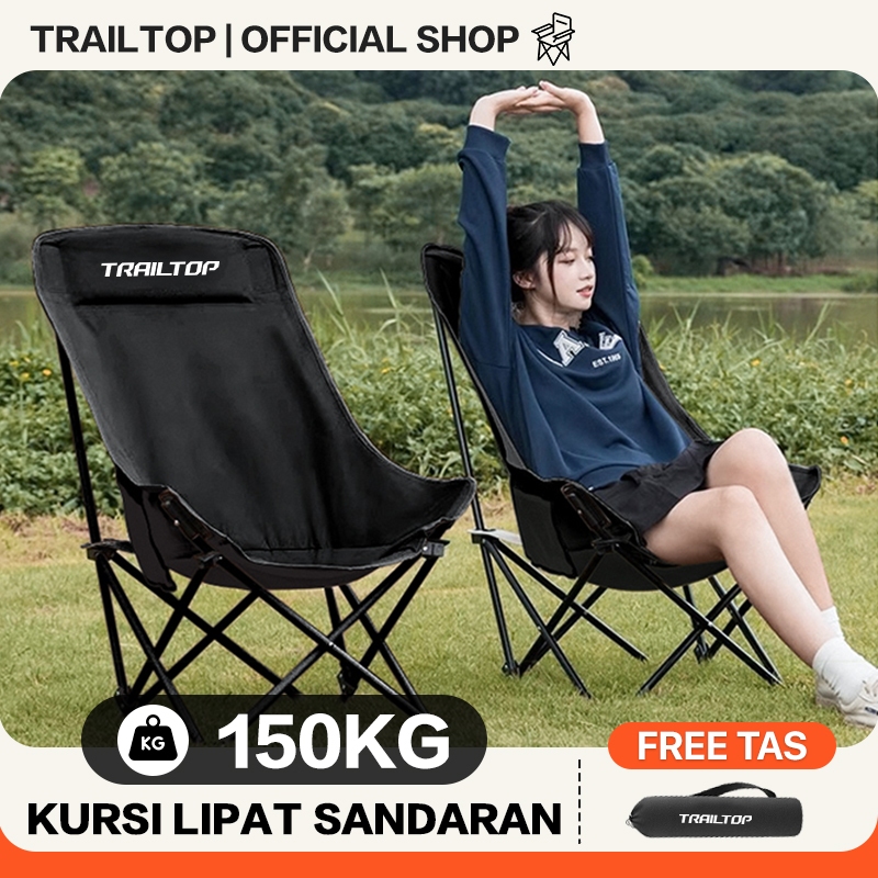 TrailTop Kursi Lipat Outdoor Sandaran Tinggi Dengan Kepala Busa Kursi Lipat Camping Beban