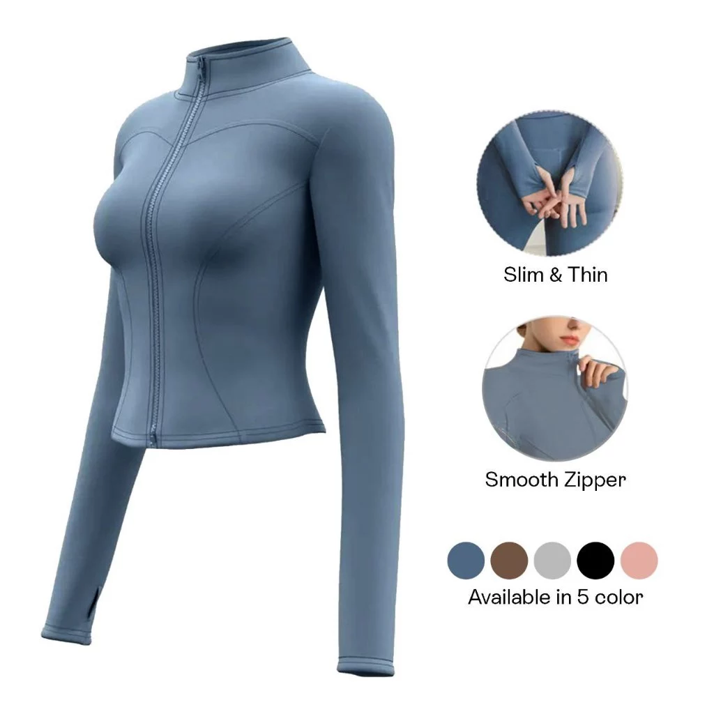 SZIASZTOK - Baju Olahraga Wanita Lari Gym Lengan Panjang Jaket Anti UV SPF 50+
