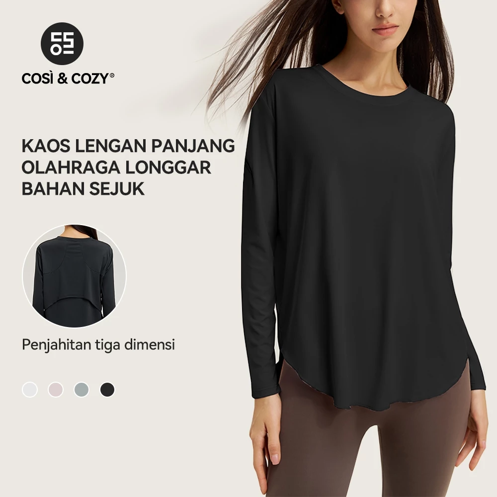 COSI COZY Kaos Olahraga Baju Olahraga Wanita Lengan Panjang Yoga Bersifat Oversize