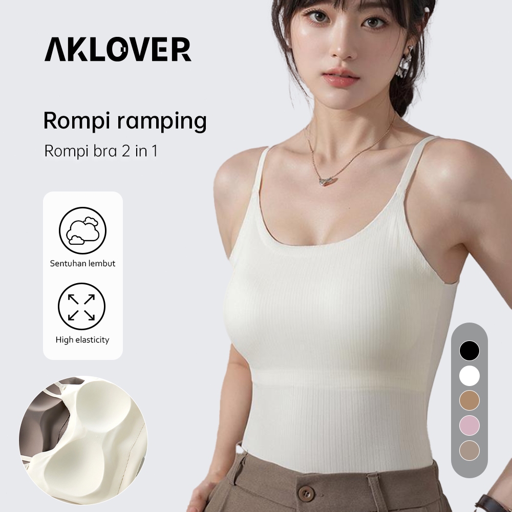 AKLOVER Tank Top Wanita Dengan Cup Bra Empuk Cup Selembut senyaman Wanita