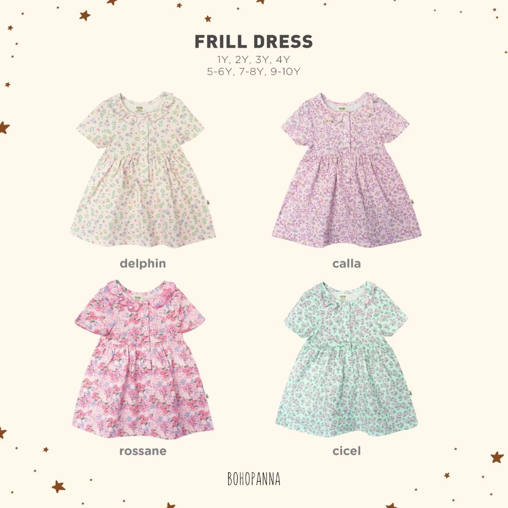 BOHOPANNA - SET SERIES - FRILL DRESS - FRILL PLAYSUIT - Dress Anak Perempuan - Jumper Bayi
