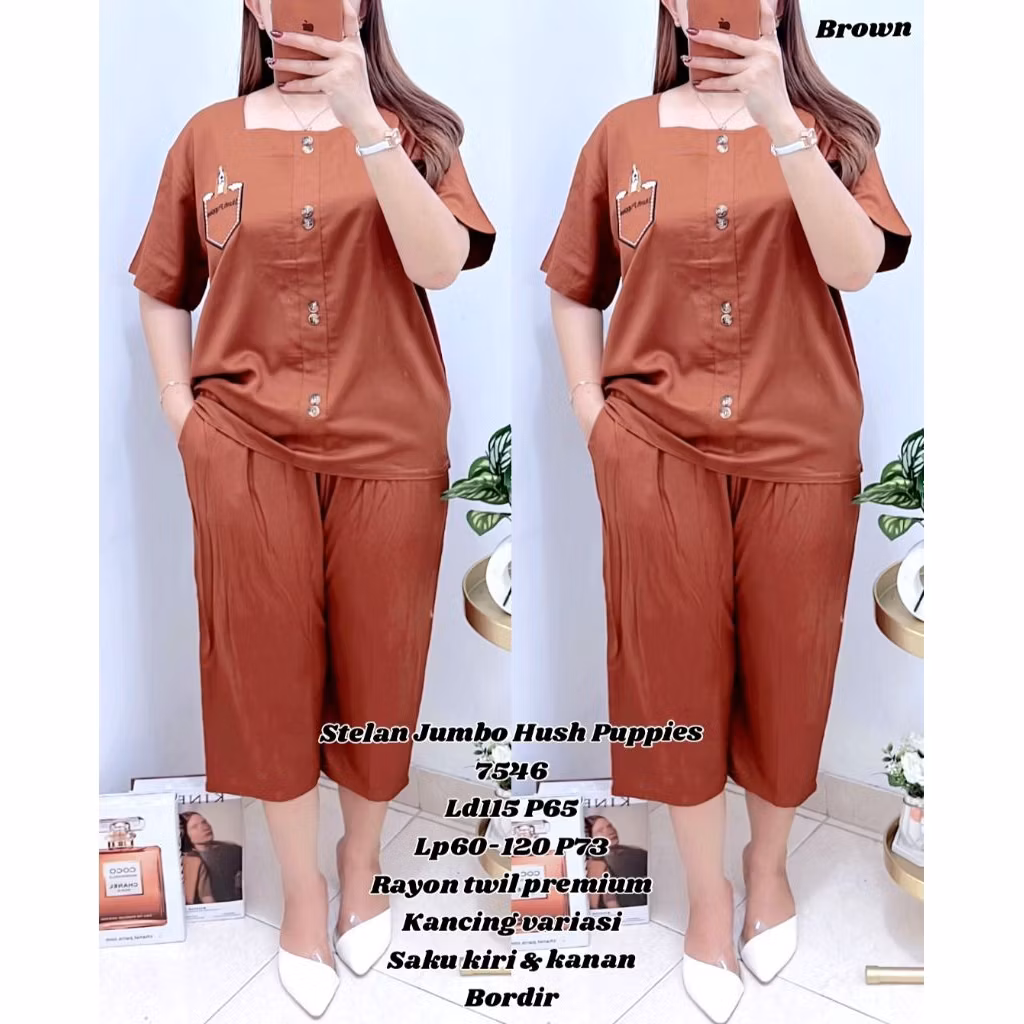 Stelan jumbo hush puppies 7/8 rayon twill premium 546/one set jumbo bordir
