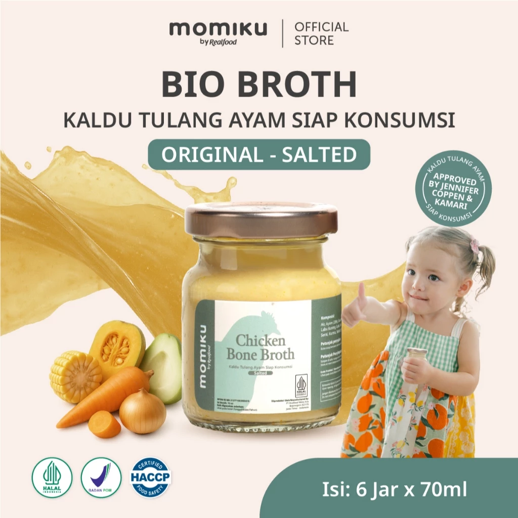 Realfood Momiku Bio Broth kaldu tulang ayam terhidrolisis untuk MPASI BB Booster