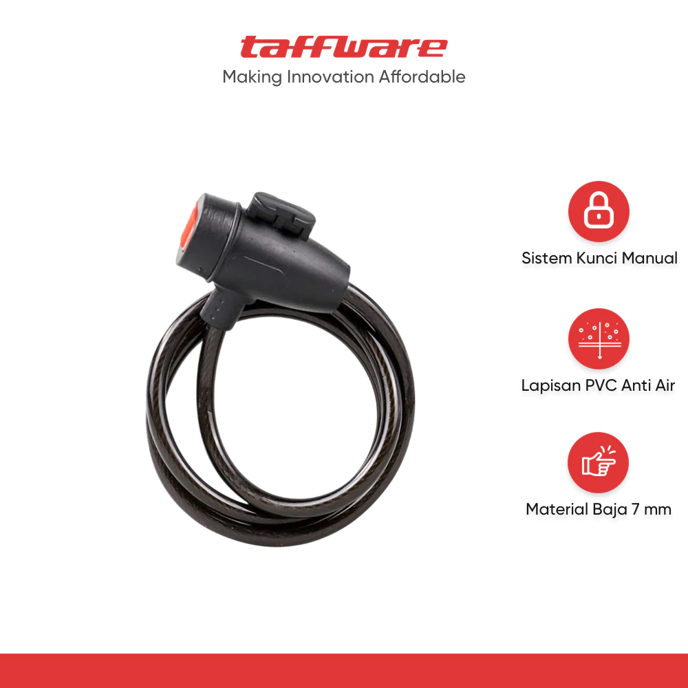 TaffGUARD Kunci Gembok Sepeda Anti Maling Cable Coil Lock Stainless Steel - TY588YZ