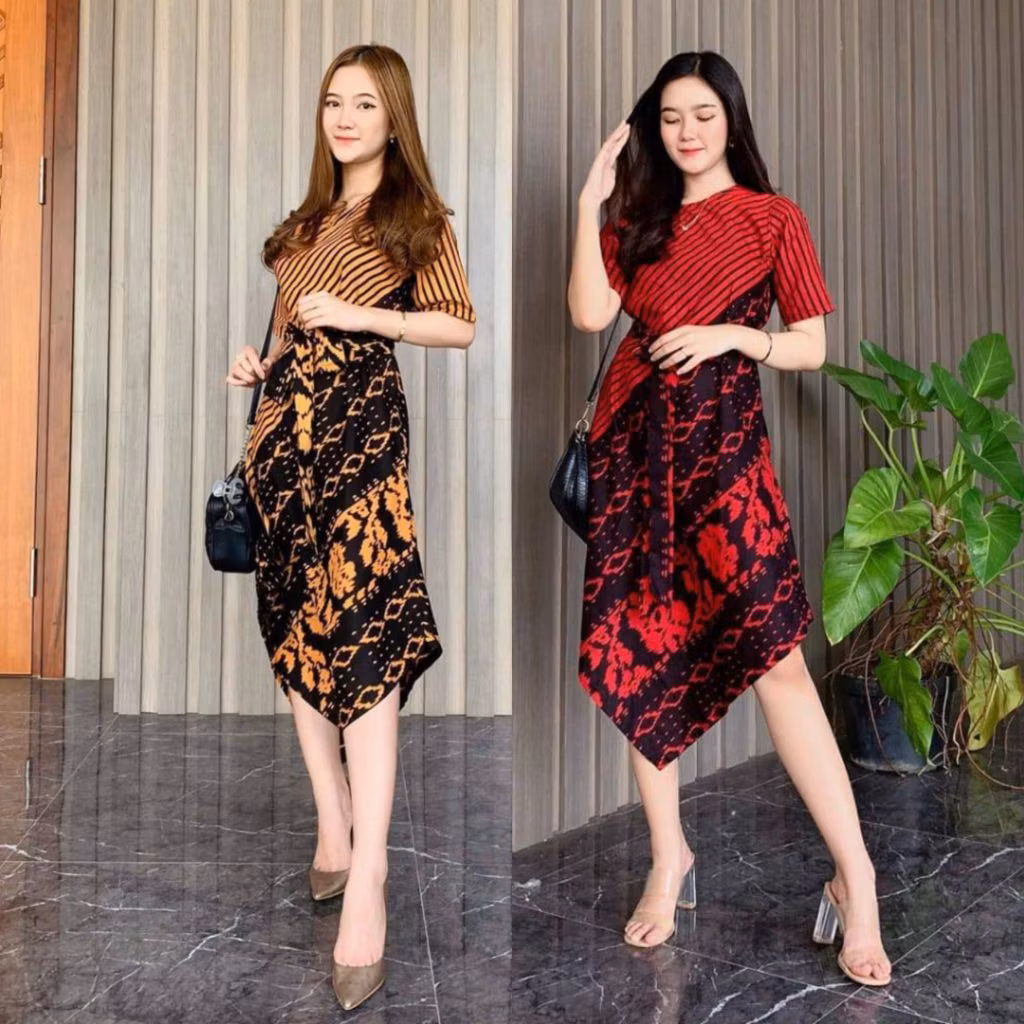 Dress Lancip Wanita Dewasa Baju Batik Wanita Modern Kondangan Terbaru Murah Pakaian Gereja perayaan