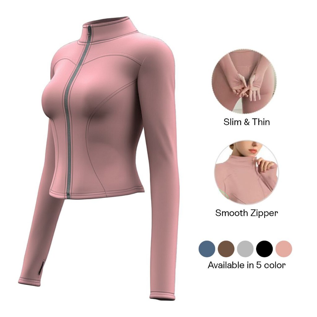 REBILION - Baju Olahraga Wanita Lari Gym Lengan Panjang Jaket Anti UV SPF 50+