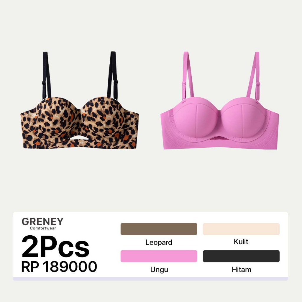 GRENEY-Paket bra (2PCS) Bra Cup Coconut 3D-Mengumpulkan tanpa bekas Penopang Tanpa kawat