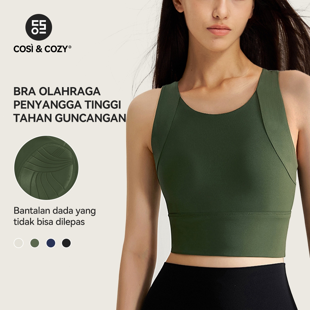 COSI COZY Bra Olahraga Wanita Bra Olahraga Rompi Yoga Pelangsing Tahan Guncangan Padel