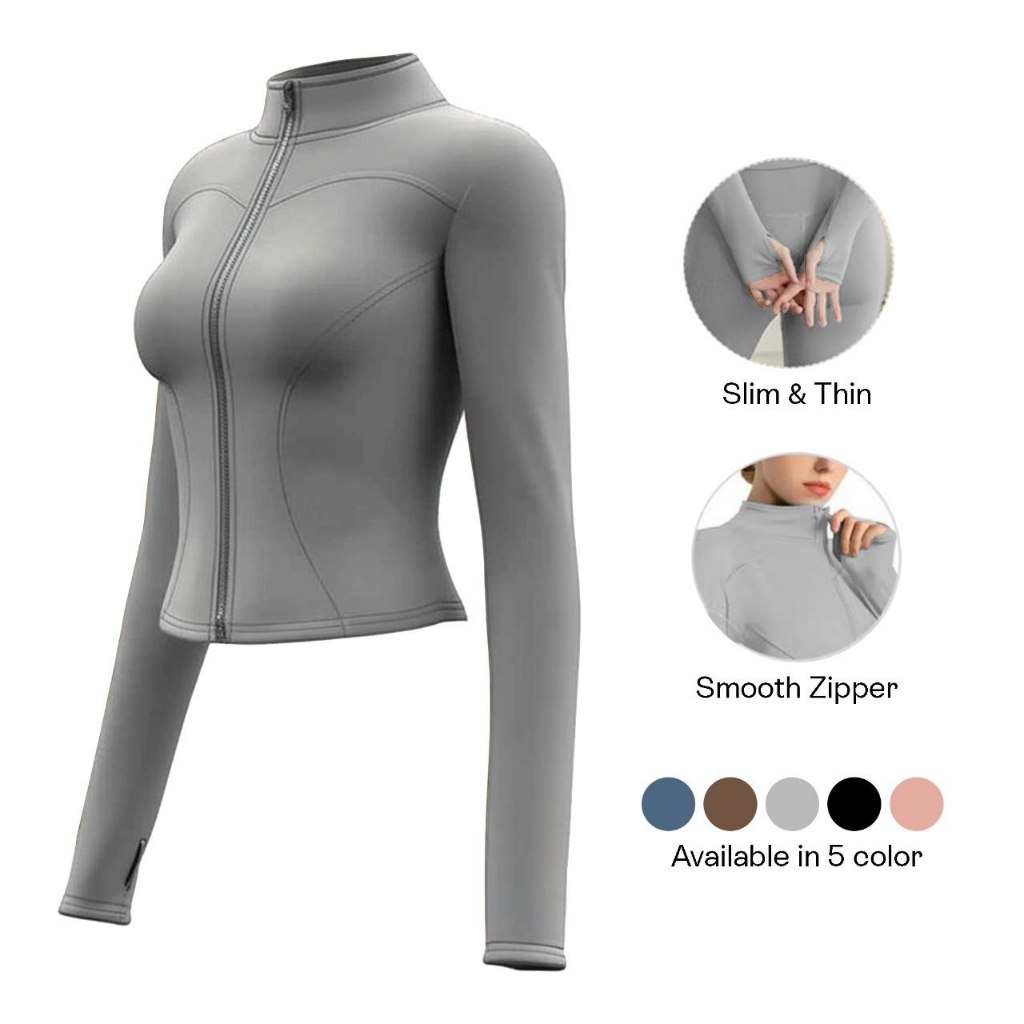REBILION - Jaket Lari Wanita Baju Gym Lari Outdoor Anti UV