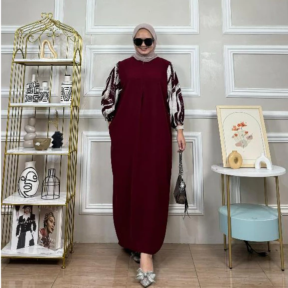 Vanila Dress / Gamis Kombinasi Cey Airflow Dan Rayon