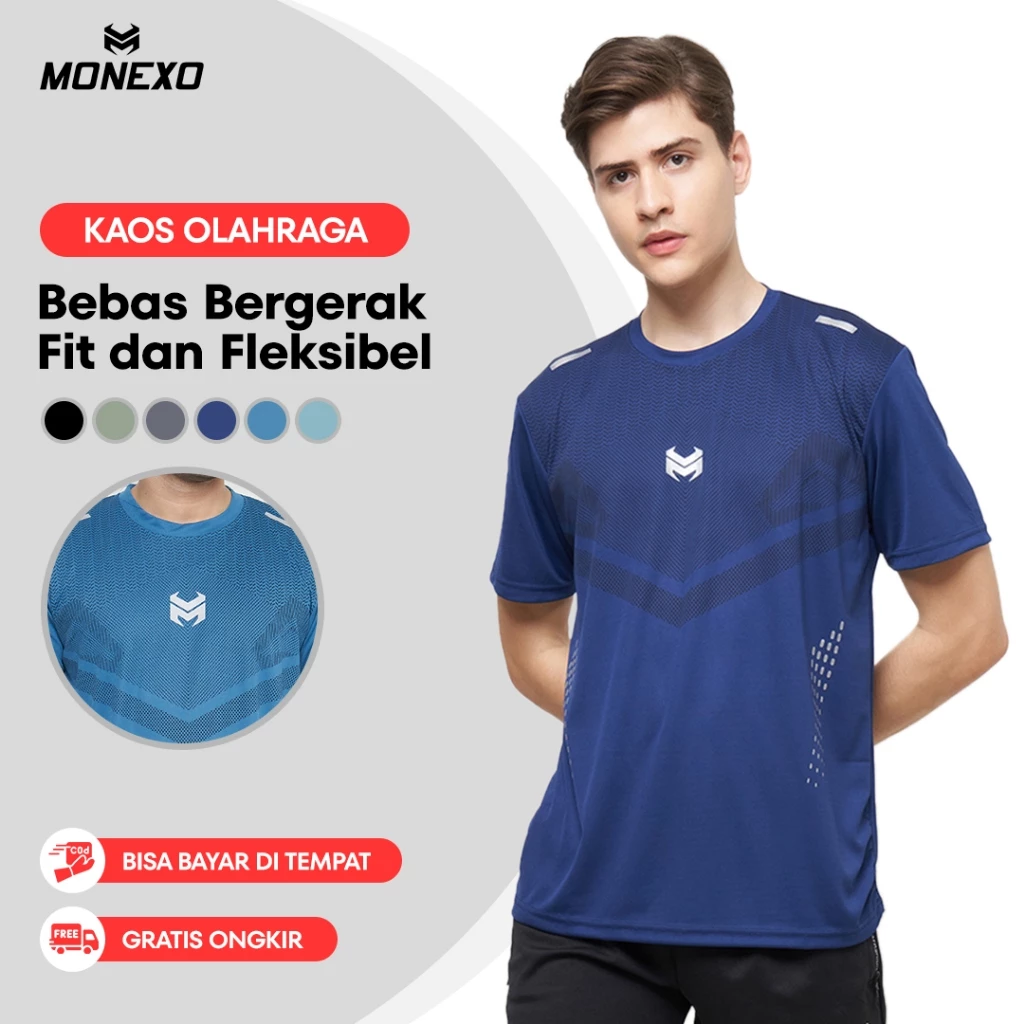 Monexo - Kaos Olahraga Pria Running Gym Tshirt Sport Quick Dry Fit MLN02