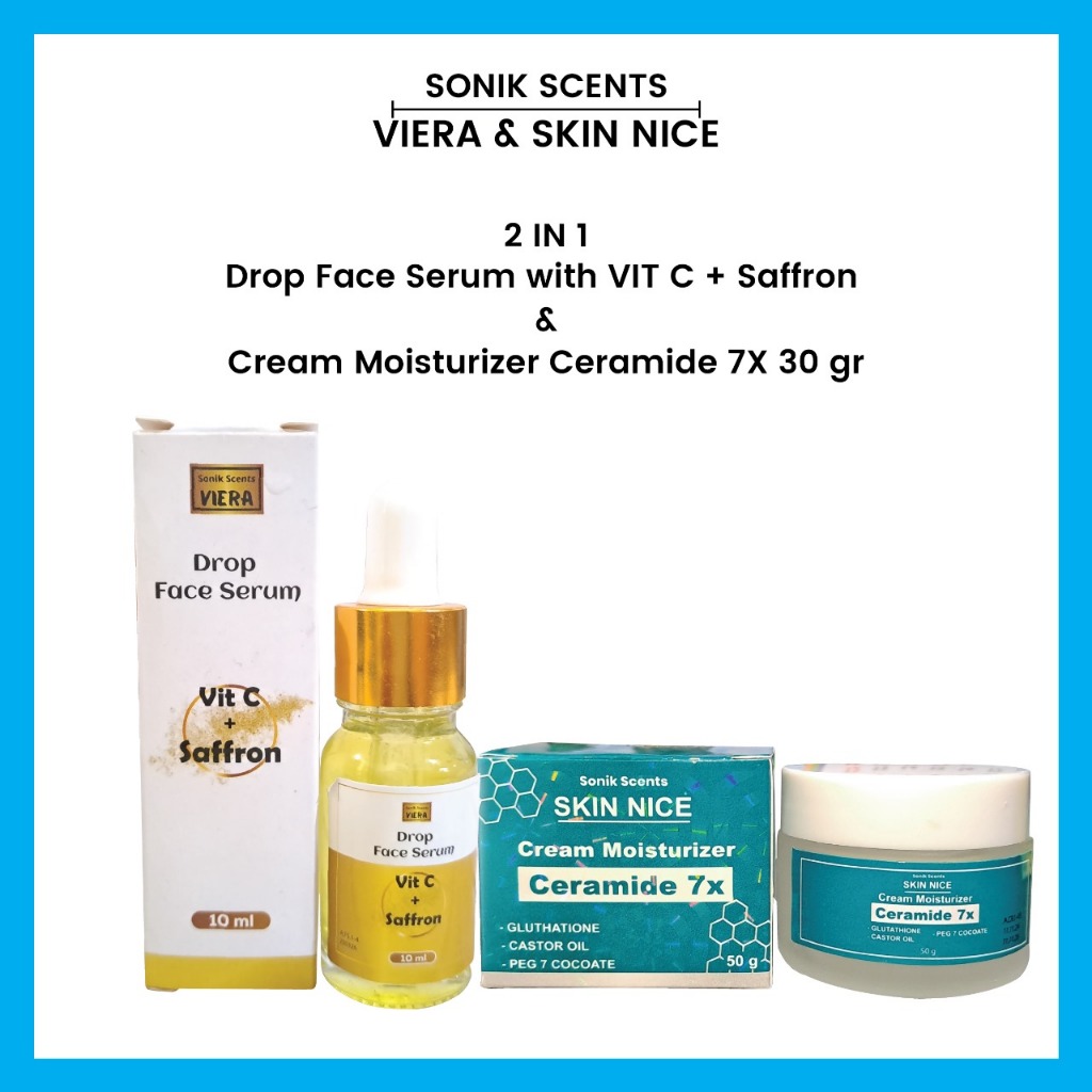SONIK SCENTS Drop Face serum with VIT C + Saffron With Cream Moisturizer Ceramide 7X