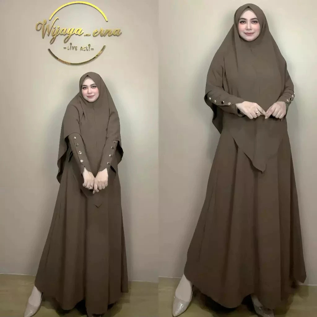 Setelan Abaya Aulia Marbela Anti UV Gamis cadar Set Syari Besic Umroh Pengajian Tangan Kancing
