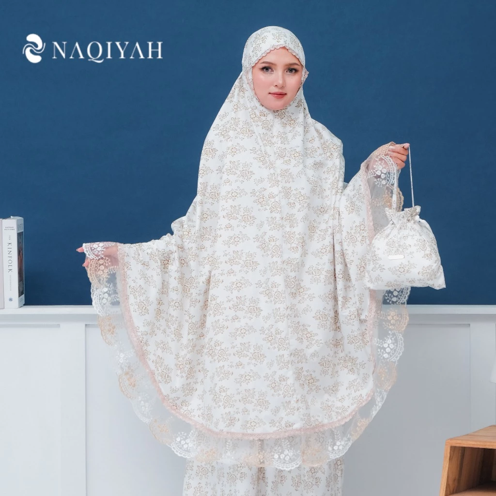 Naqiyah - Mukena 2in1 Dewasa Layla Series Mukena Katun Foil Renda Tule Two tone