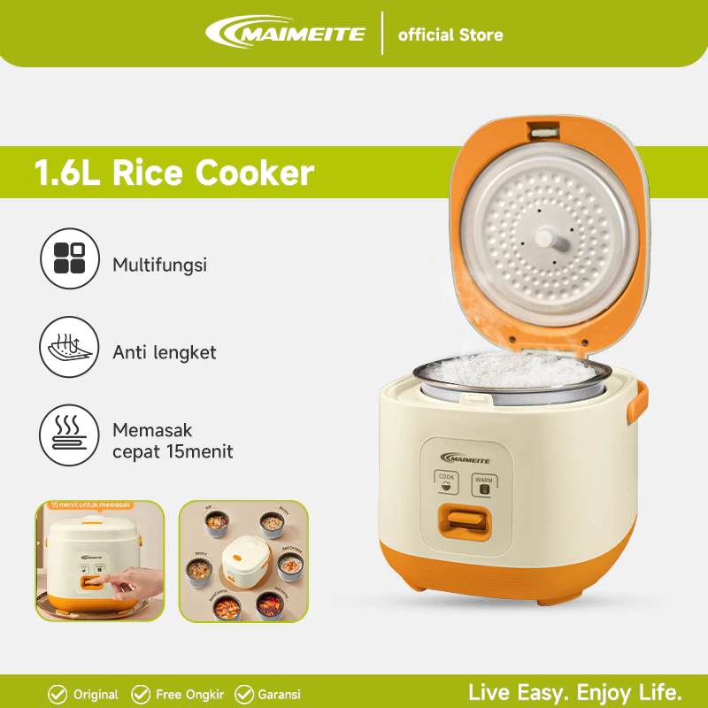 MAIMEITE Rice Cooker MTDFB-3-02 1.6L Magic Com Mini Portable Travel Version Student Version Penanak Nasi 300Watt