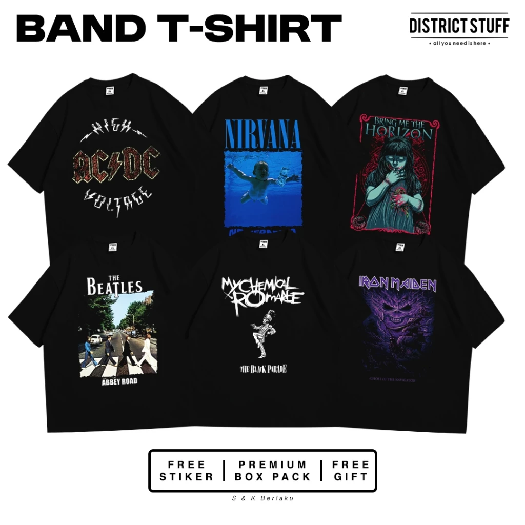 Kaos Band Musik Tshirt Oversize Vintage Pria Wanita