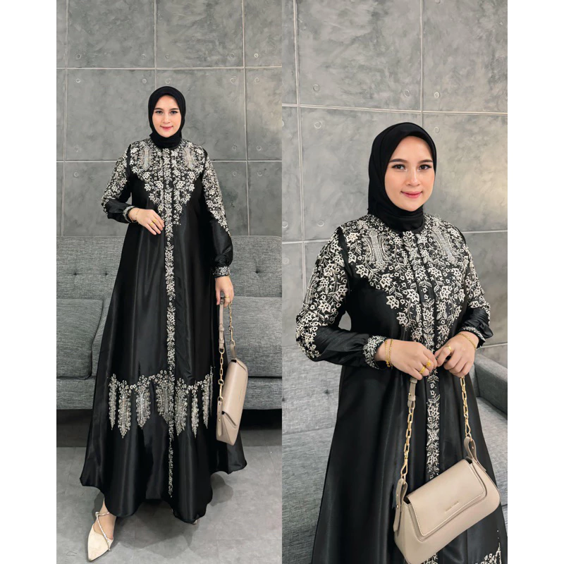 ( REALPICT sesuai poto prodact )Gamis Bordir Terbaru Motip Pintu Aceh Bahan kristal ORIGINAL[BISA CO