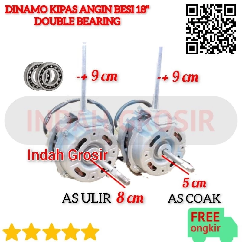 DINAMO kipas angin BESI 3in1 18 inch DOUBLE BEARING ( as 8 mm COAK & as ULIR )