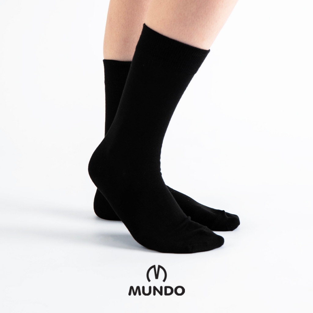 MUNDO School Sock Basic Knee Black- Kaos Kaki Anak Sekolah Sebetis Hitam